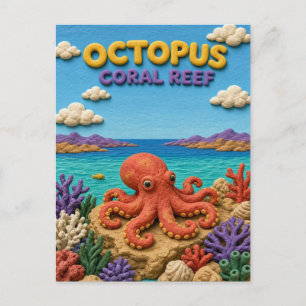 Postal Pulpo, Arte de Arcilla en Arrecife de Coral