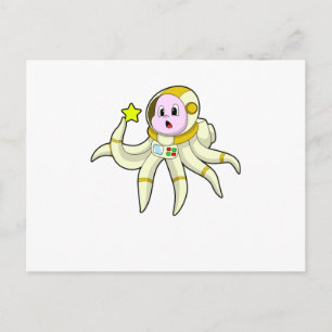 Postal Pulpo como buzo con estrella