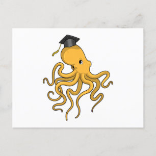 Postal Pulpo como estudiante con diploma