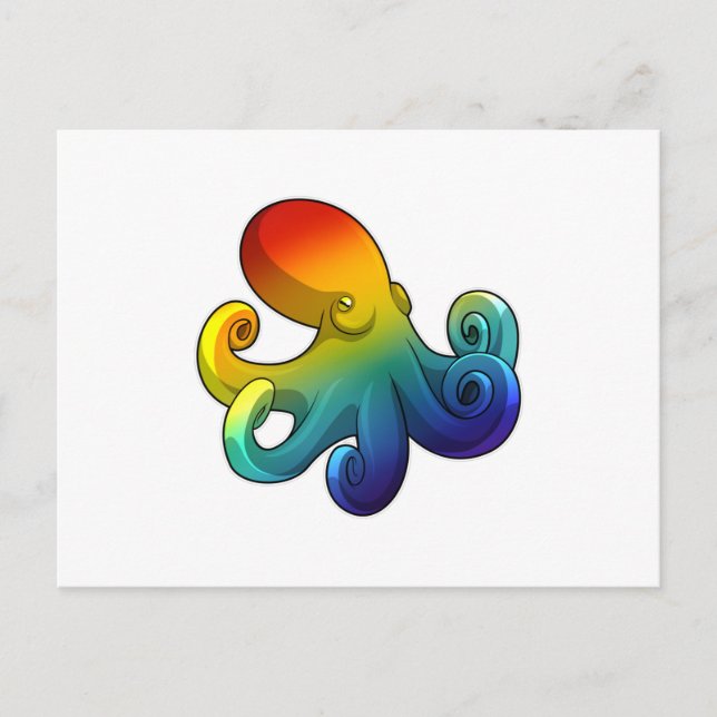Postal Pulpo con Arcoíris (Anverso)