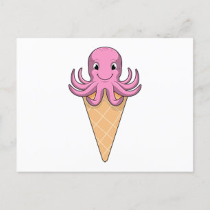Postal Pulpo con cono de helado