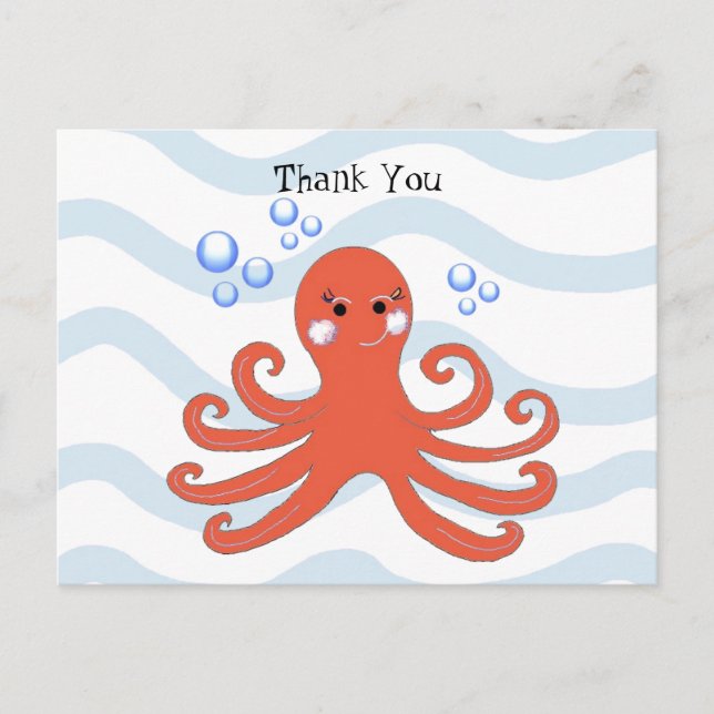 Postal Pulpo de Dibujos Animados (Anverso)