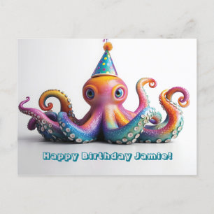 Postal Pulpo de Fiesta - Diseño de Cumpleaños Adorable 