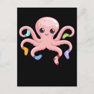 Postal Pulpo Kawaii Lindo Kraken Animal Marino