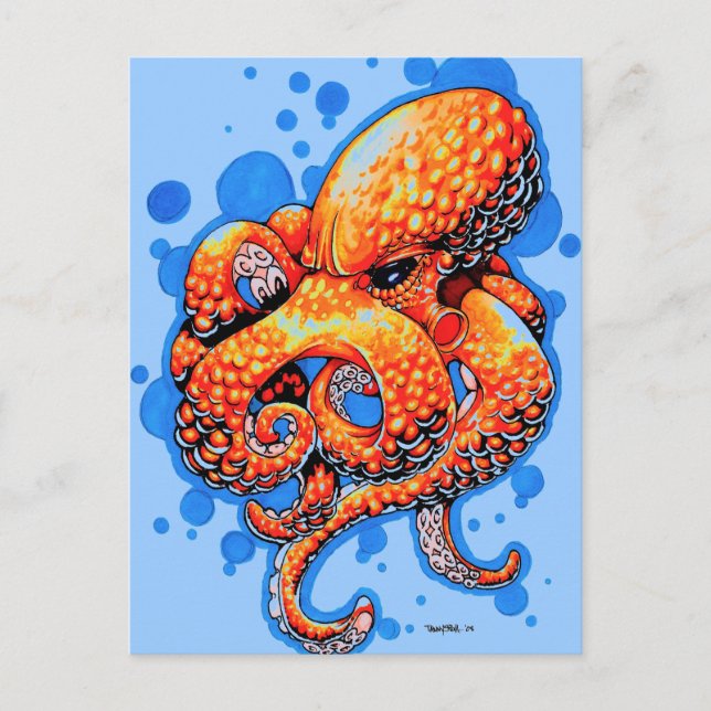 Postal pulpo naranja (Anverso)