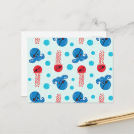 Postal Pulpo Pirata, Medusa Pirata, Animales Marinos