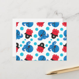 Postal Pulpo pirata, patrón de pulpo, animales marinos