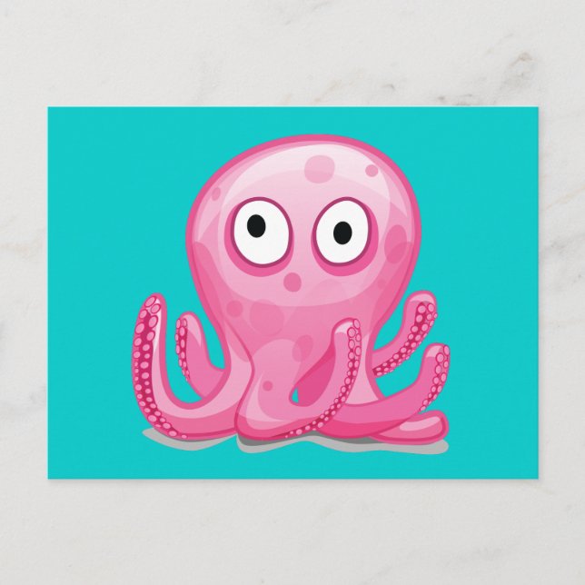 Postal pulpo tonto rosado lindo (Anverso)