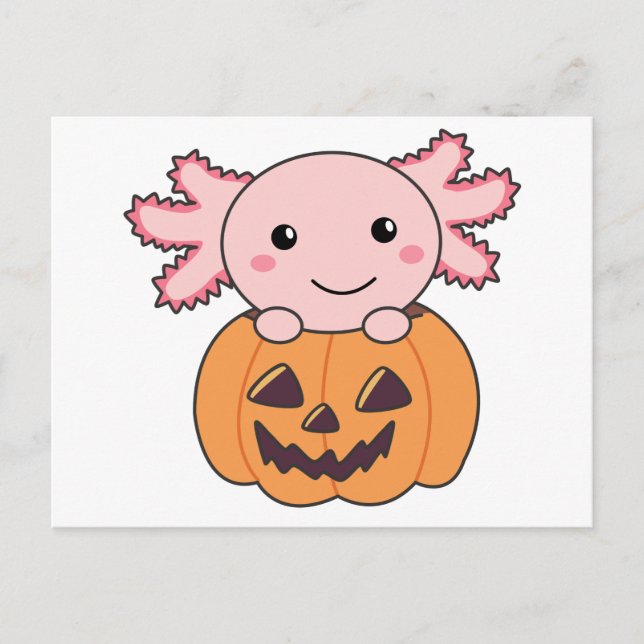 Postal Pumpkin Axolotl Lovers Sweet Animals For Halloween (Anverso)