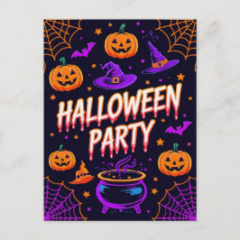 Postal Pumpkin Cauldron Halloween Party Invite