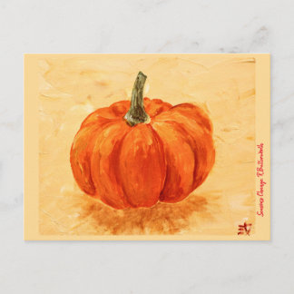 Postal Pumpkin for Autumn, original art print Postcard