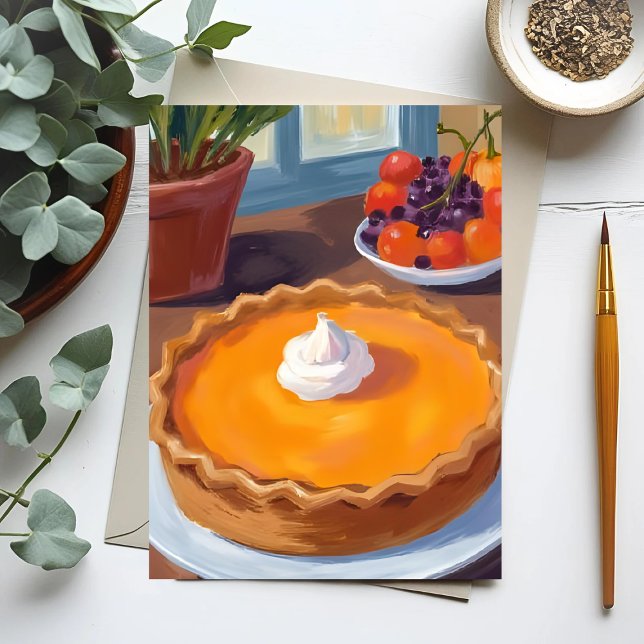 Postal Pumpkin Pie | Thanksgiving Watercolor Painting (Subido por el creador)