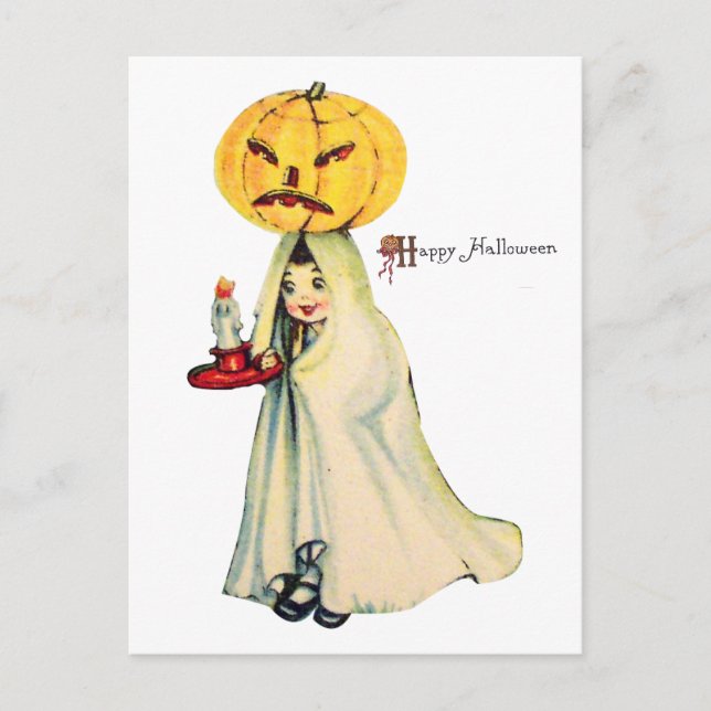 Postal Pumpkinhead (Tarjeta de Halloween Vintage) (Anverso)