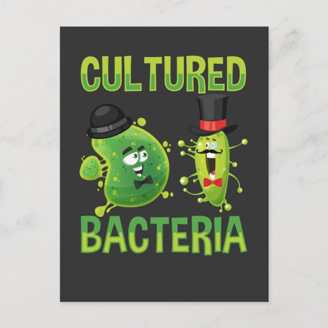 Postal Pun científico de bacterias de cultivo microbiológ (Anverso)