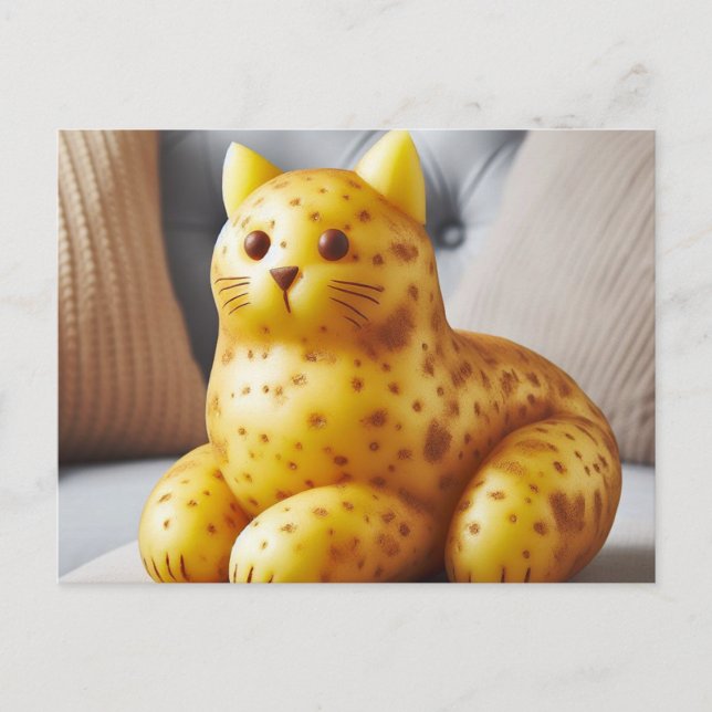 Postal Pun un divertido gato de patata en un sofá (Anverso)