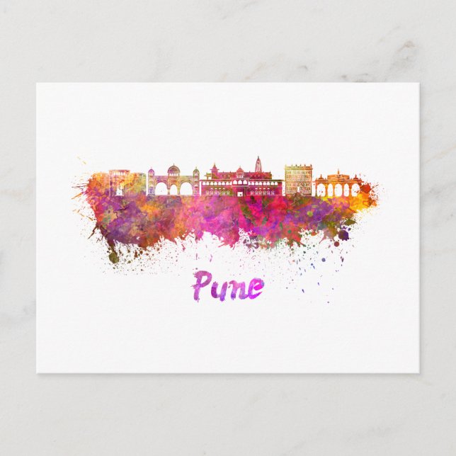 Postal Pune skyline in watercolor (Anverso)