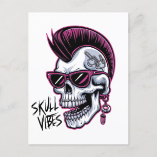Postal Punk Calavera Vibes. Guay Skull con gafas de sol D