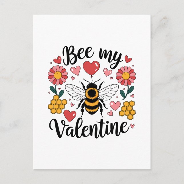 Postal Punny Bee my Valentine (Anverso)