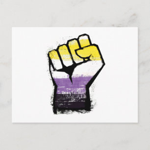 Postal Puño de Orgullo No Binario de Protesta
