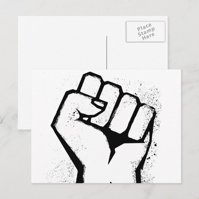 Postal Puño de protesta blanco (Anverso / Reverso)