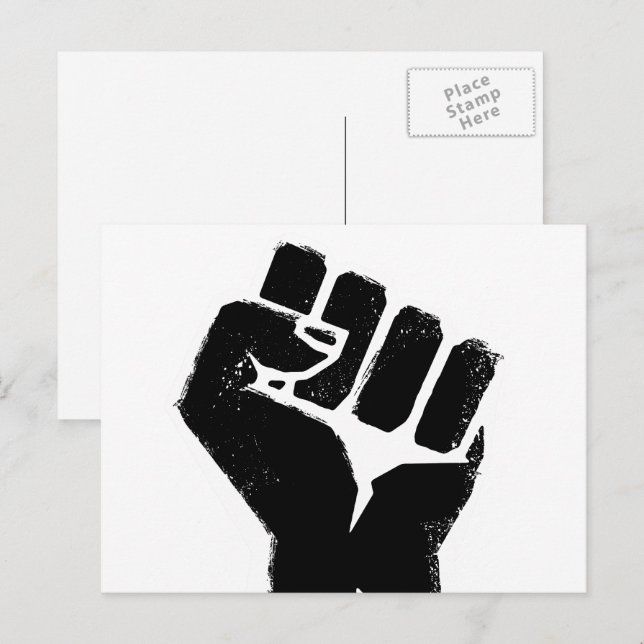 Postal Puño de protesta negro (Anverso / Reverso)