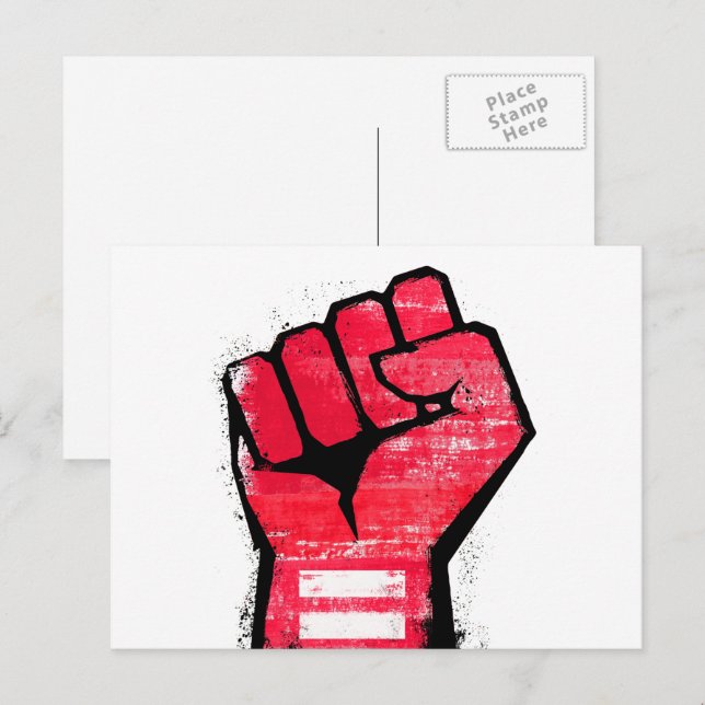 Postal Puño de protesta rojo (Anverso / Reverso)