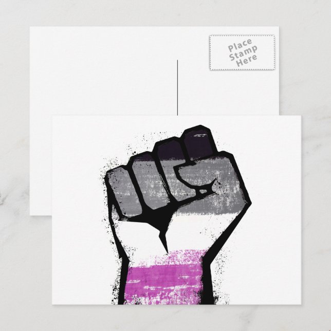 Postal Puño del Orgullo Asexual (Anverso / Reverso)
