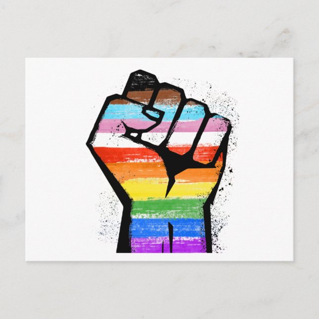 POSTAL PUÑO DEL ORGULLO DEL PROGRESO LGBTQ (Anverso)
