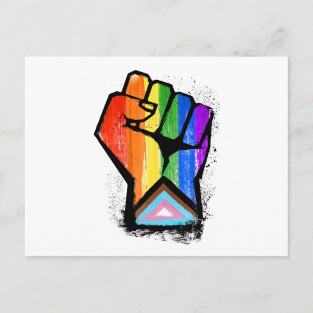 POSTAL PUÑO DEL ORGULLO DEL PROGRESO LGBTQ (Anverso)