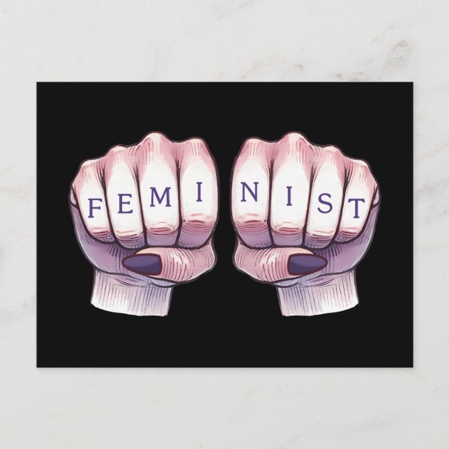 Postal Puños feministas (Anverso)