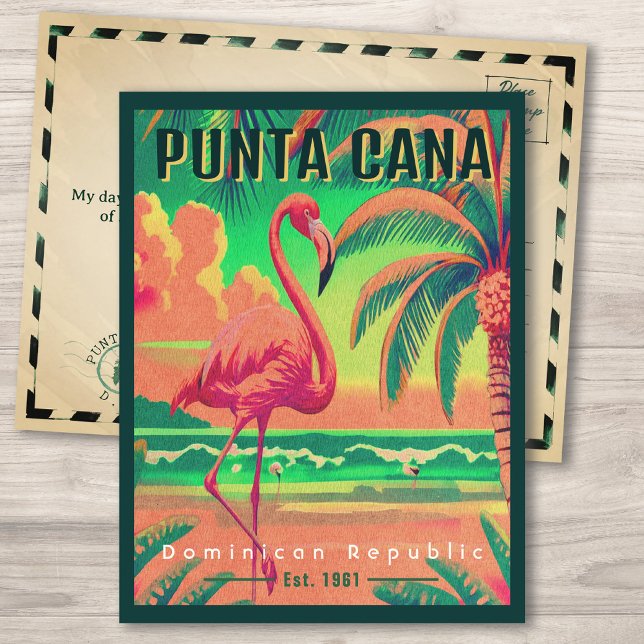 Postal Punta Cana DR Retro Flamingos Souvenir de los años (Subido por el creador)