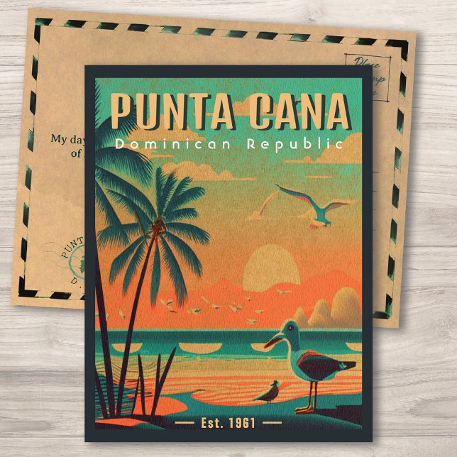 Postal Punta Cana DR Retro Seagull Souvenir de los años 5 (Subido por el creador)