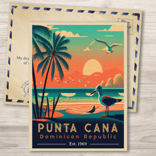 Postal Punta Cana DR Retro Sunset Souvenirs de los años 6