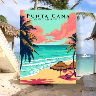 Postal Punta Cana Retro República Dominicana Playa Viajes