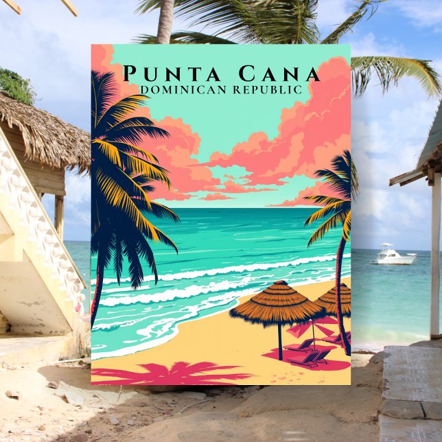 Postal Punta Cana Retro República Dominicana Playa Viajes (Retro Punta Cana Dominican Republic Beach Travel Postcard
)