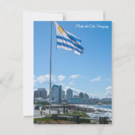Postal Punta del Este, Uruguay, Flag & City View