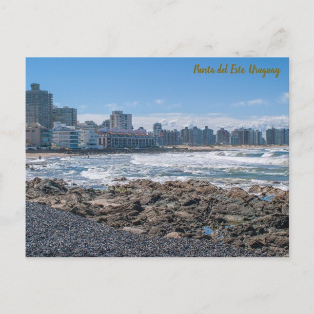 Postal Punta del Este, Uruguay, Playa El Emir & City View (Anverso)