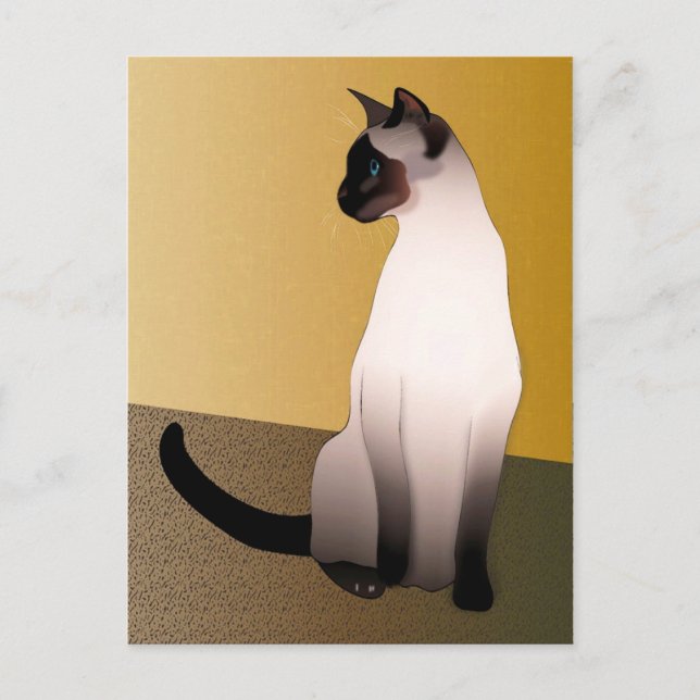 Postal Punto de foco gato siamés (Anverso)