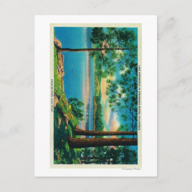 Postal Punto de la cala de baño en el lago Arrowhead (Anverso)