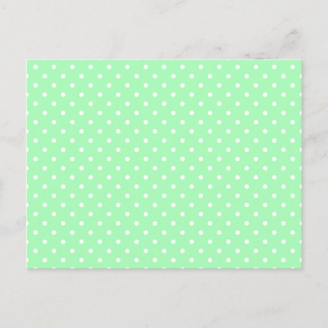 Postal Punto de Polka blanco y verde de menta (Anverso)