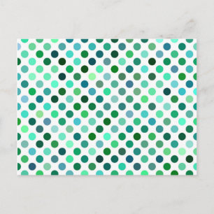 Postal Punto de polka verde y azul