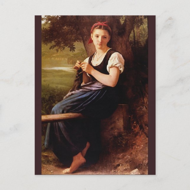Postal Punto femenino de Bouguereau (Anverso)