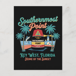 Postal Punto más meridional Key West Ambiente Retro Tropi