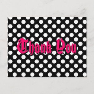 Postal Punto Polka Gracias Postcard - Texto rosado sombre