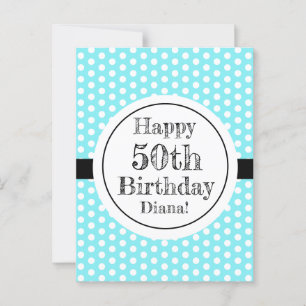 Postal Puntos azules y blancos Cumpleaños 50, Lunares