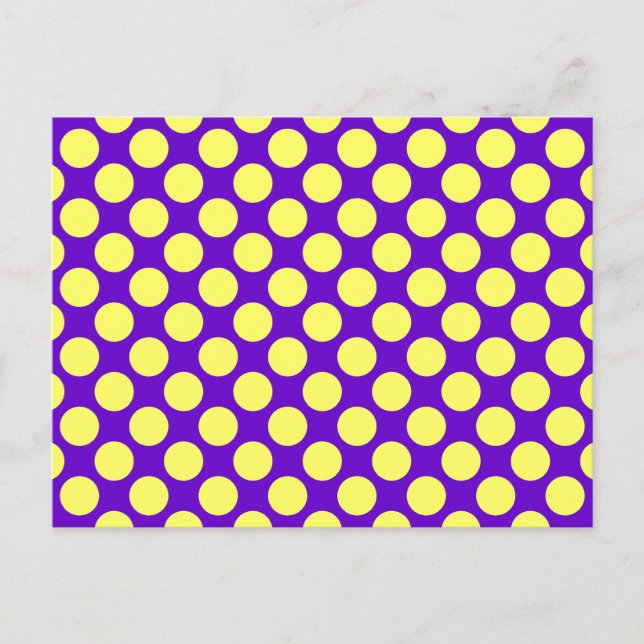 Postal Puntos de Polka Amarillo con fondo morado STaylor (Anverso)