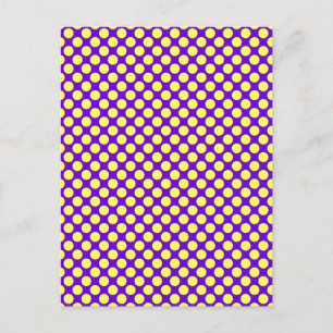Postal Puntos De Polka Amarillos Con Fondo Púrpura