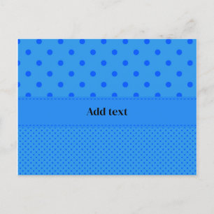 Postal Puntos de polka, azul sobre azul, plantilla,