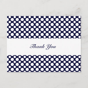 Postal Puntos de Polka Blanco Azul Gracias Postcard