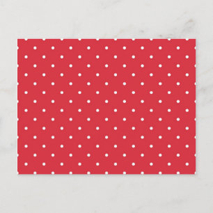 Postal Puntos de polka blanco retro sobre fondo rojo